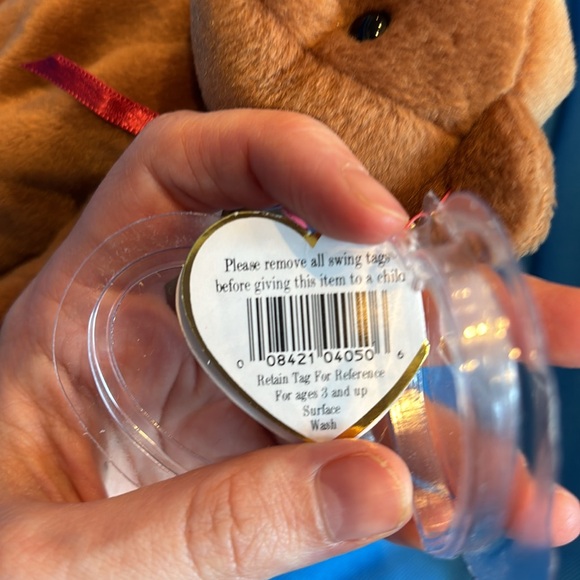 TY Beanie Baby Bear Original Teddy Date Of Brith 11/28/1995 NWTS BrownRed - Picture 5 of 6